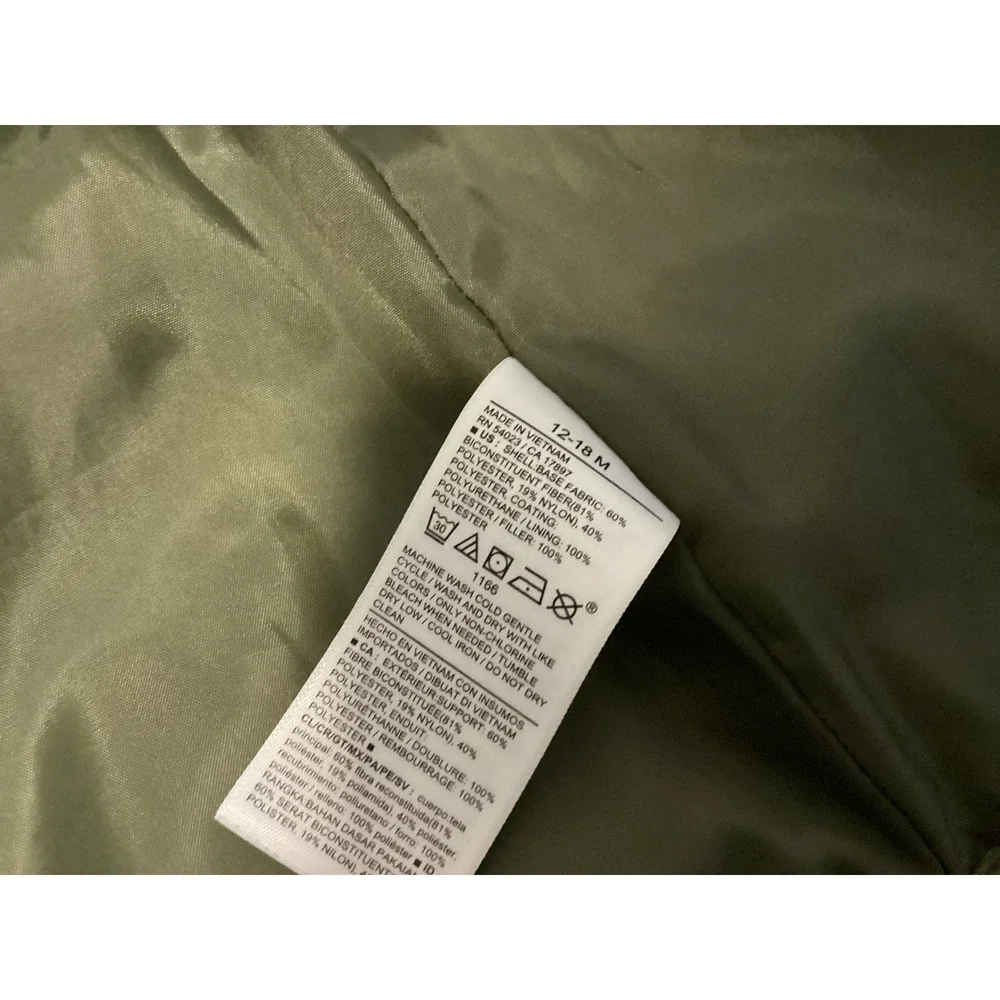 Old Navy Quilted Barn Jacket Toddler 12-18M Green Water-Resistant Field Coat